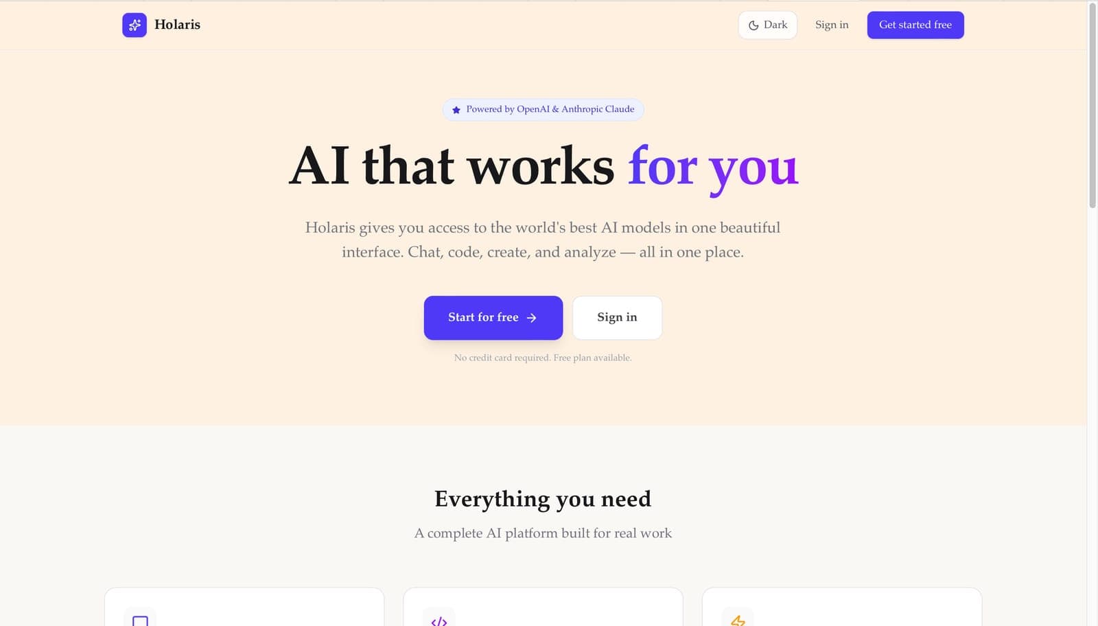 Holaris AI screenshot